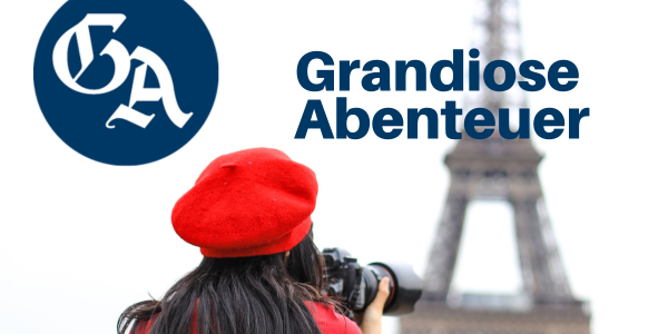 Frau mit roter Baskenm&uuml;tze fotografiert Eiffelturm